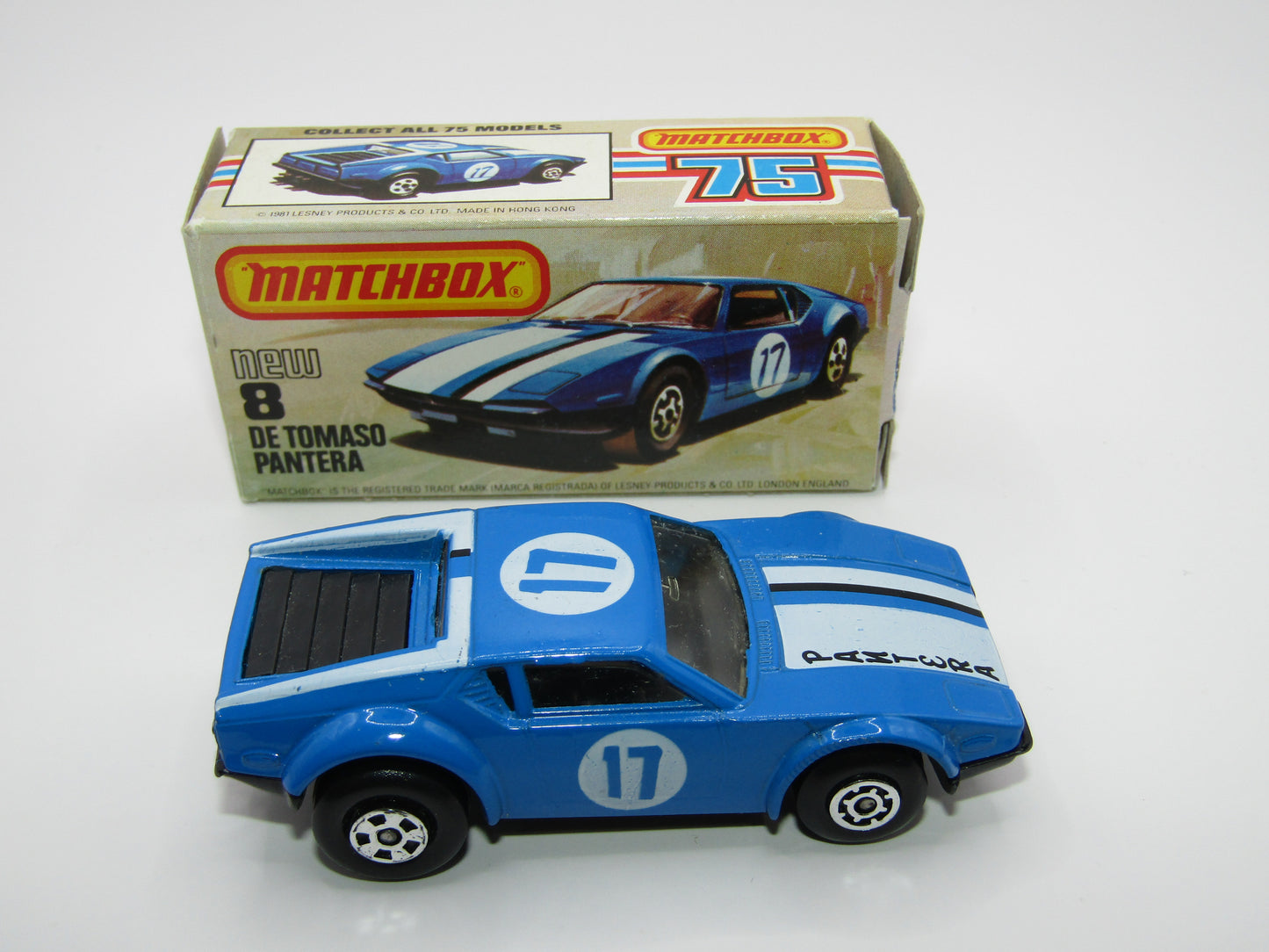 Matchbox Superfast No 8D De Tomaso Pantera, Pantera On Bonnet USA Picture Box