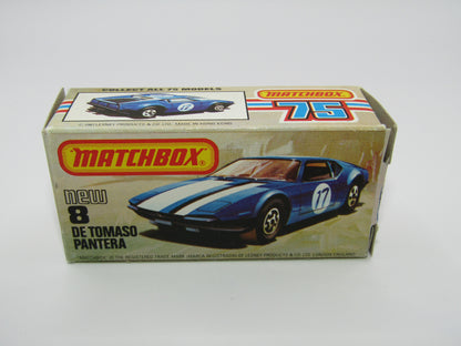 Matchbox Superfast No 8D De Tomaso Pantera, Pantera On Bonnet USA Picture Box