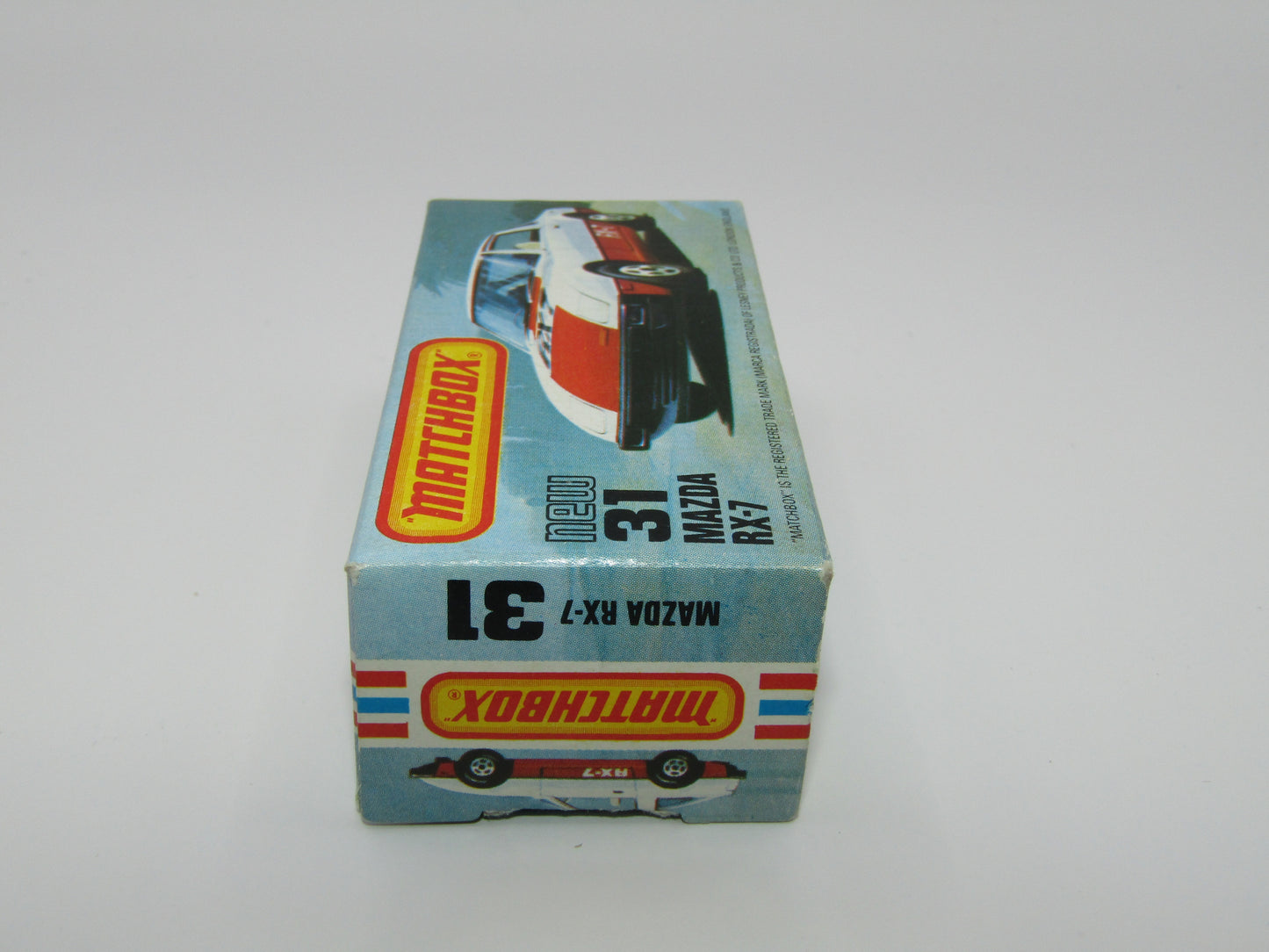 Matchbox Superfast No 31D Mazda RX-7 Black, Gold Stripe, 5 Spoke Wheels, USA Picture Box