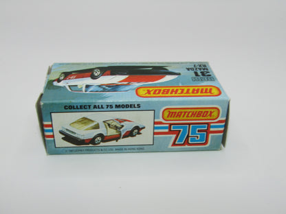 Matchbox Superfast No 31D Mazda RX-7 Black, Gold Stripe, 5 Spoke Wheels, USA Picture Box