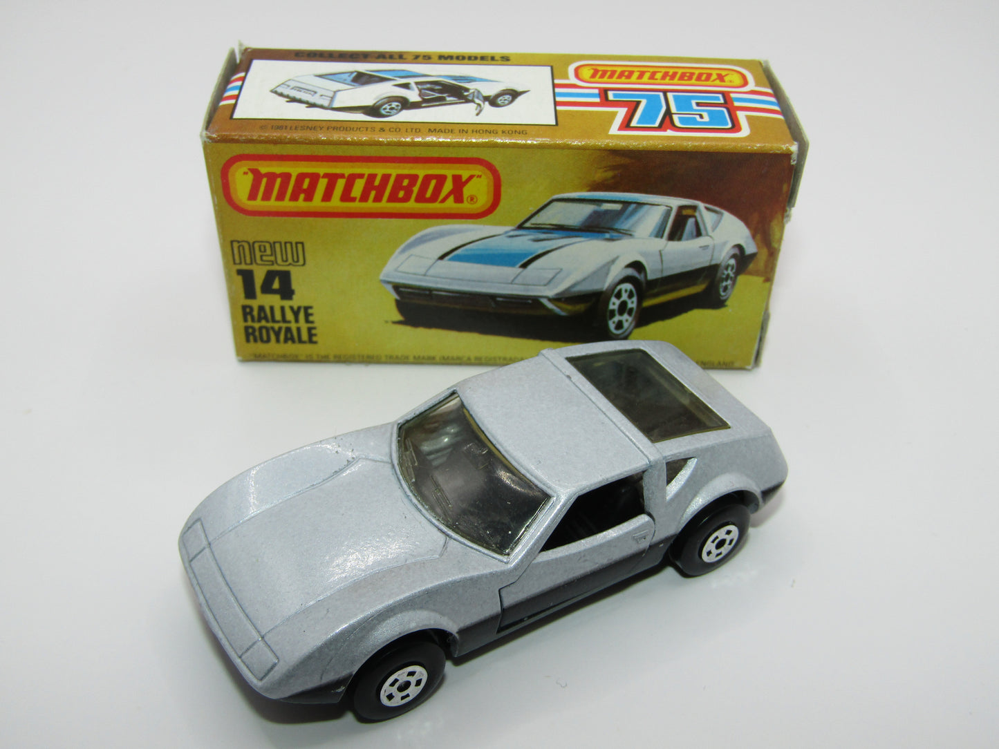 Matchbox Superfast No 14D Rallye Royale (Monteverdi Hai Cast) NO TAMPO 5 Spoke Wheels, USA Picture Box