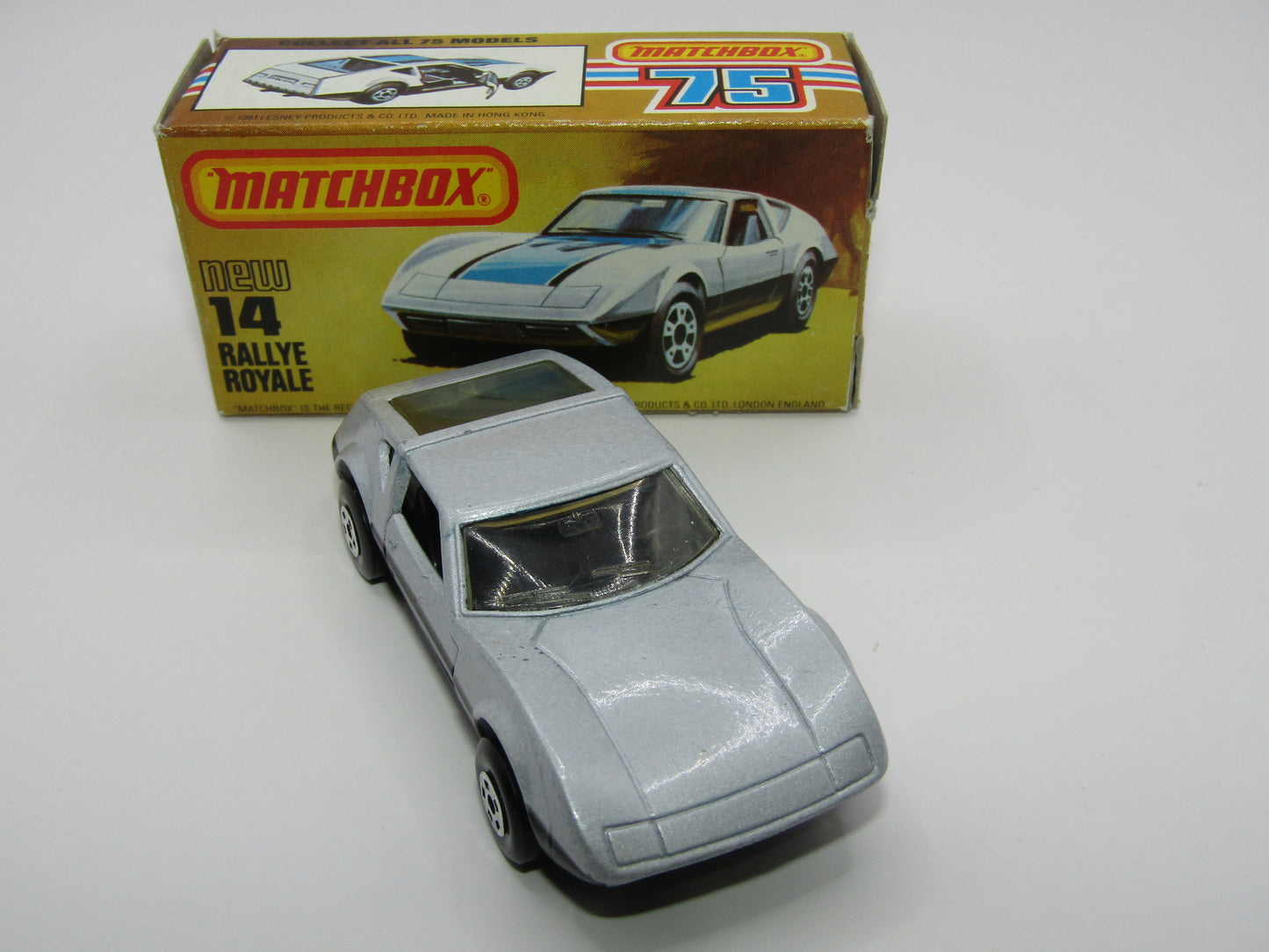 Matchbox Superfast No 14D Rallye Royale (Monteverdi Hai Cast) NO TAMPO 5 Spoke Wheels, USA Picture Box