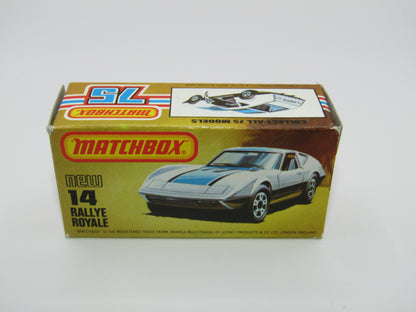 Matchbox Superfast No 14D Rallye Royale (Monteverdi Hai Cast) NO TAMPO 5 Spoke Wheels, USA Picture Box