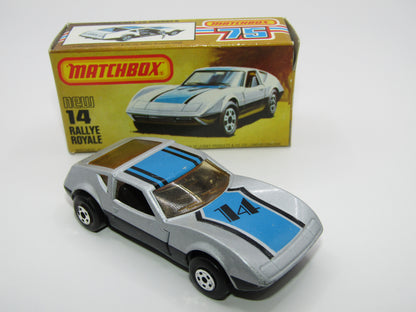 Matchbox Superfast No 14D Rallye Royale (Monteverdi Hai Cast) Amber Windows 5 Spoke Wheels, USA Picture Box