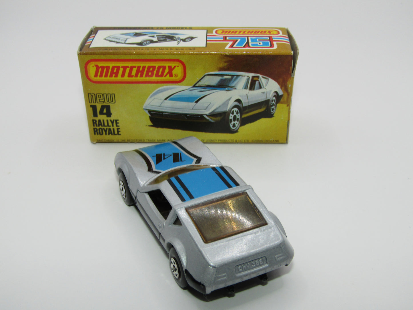 Matchbox Superfast No 14D Rallye Royale (Monteverdi Hai Cast) Amber Windows 5 Spoke Wheels, USA Picture Box