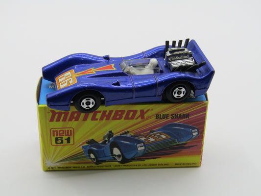 Matchbox Superfast 61B Blue Shark Silvery Metallic Blue SILVER Base