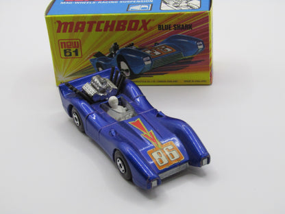Matchbox Superfast 61B Blue Shark Silvery Metallic Blue SILVER Base