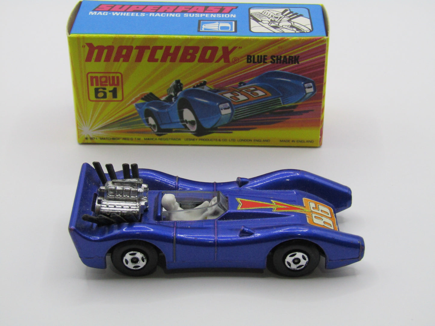 Matchbox Superfast 61B Blue Shark Silvery Metallic Blue SILVER Base