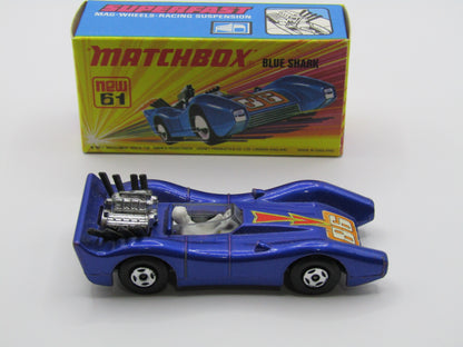Matchbox Superfast 61B Blue Shark Silvery Metallic Blue SILVER Base