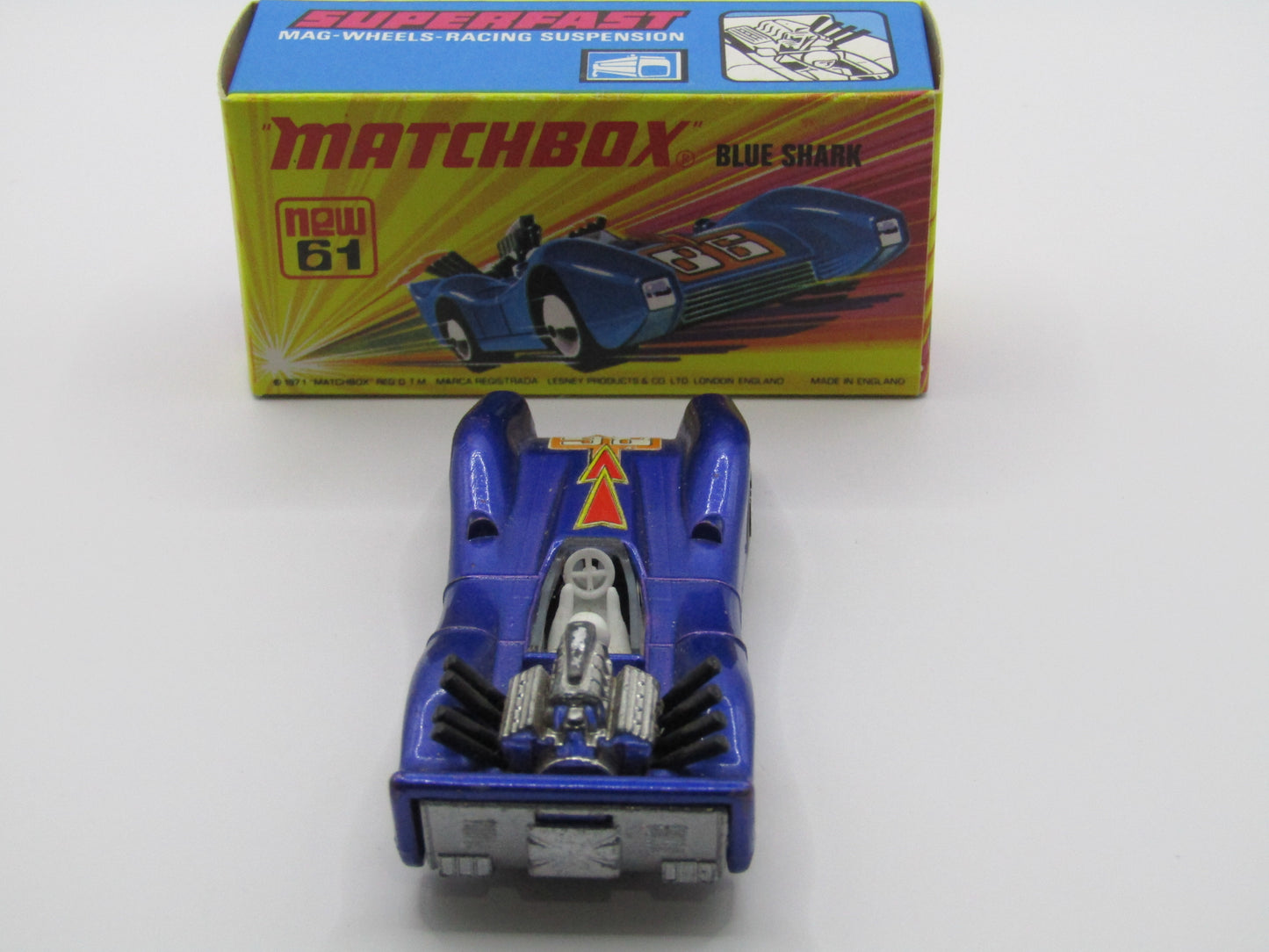 Matchbox Superfast 61B Blue Shark Silvery Metallic Blue SILVER Base
