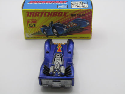 Matchbox Superfast 61B Blue Shark Silvery Metallic Blue SILVER Base