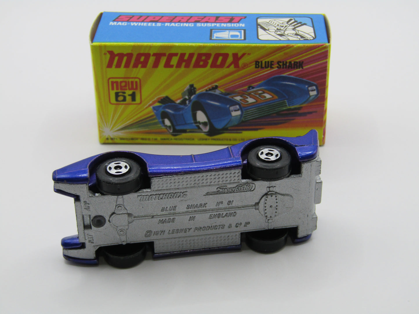 Matchbox Superfast 61B Blue Shark Silvery Metallic Blue SILVER Base