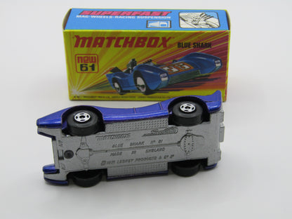 Matchbox Superfast 61B Blue Shark Silvery Metallic Blue SILVER Base