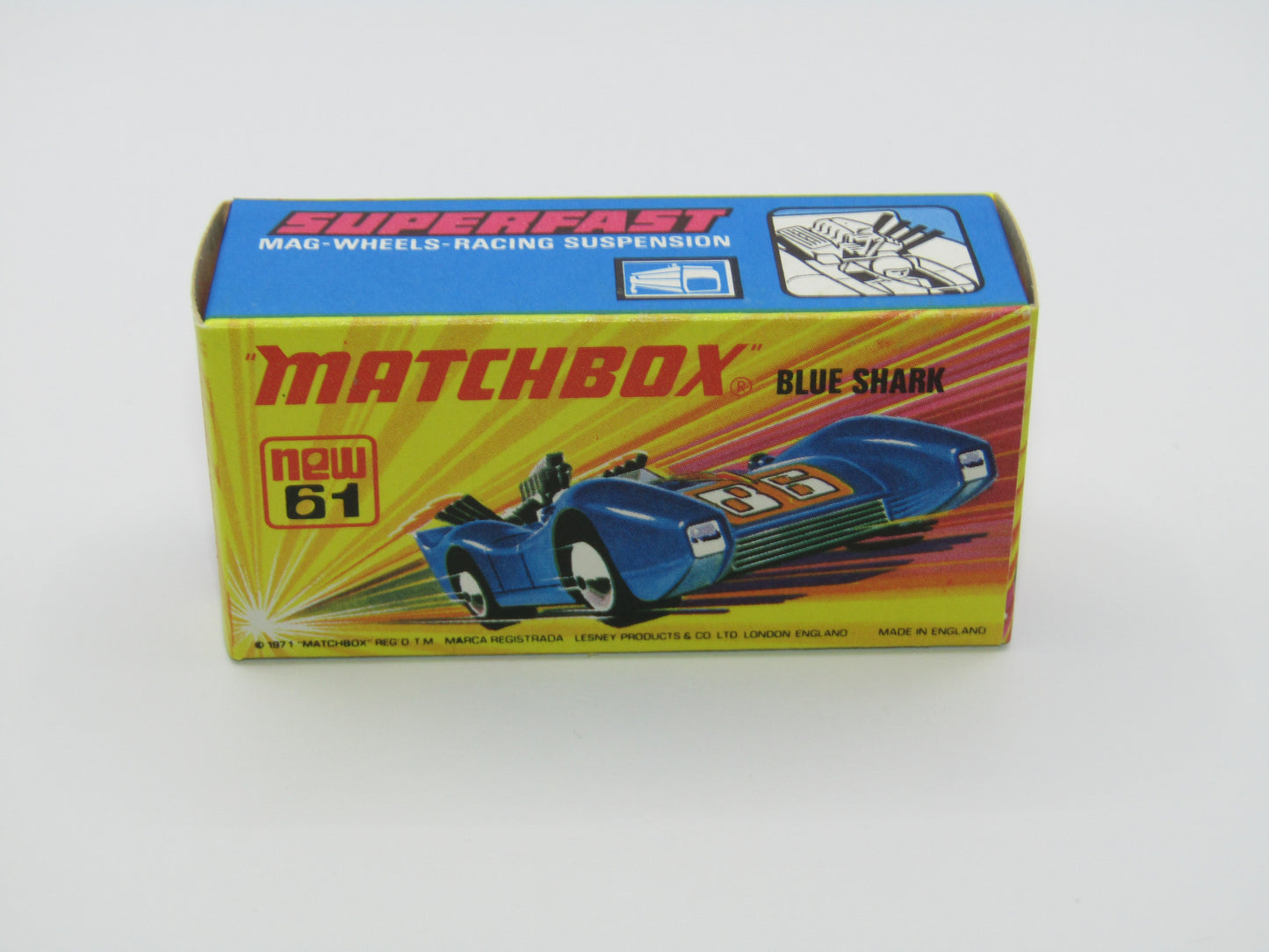 Matchbox Superfast 61B Blue Shark Silvery Metallic Blue SILVER Base
