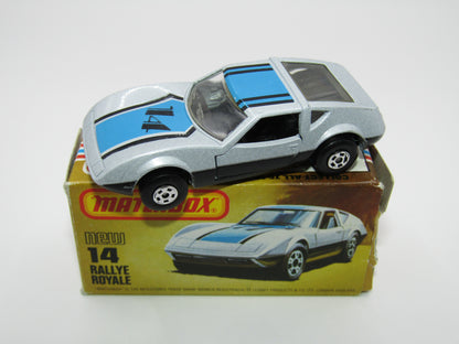 Matchbox Superfast No 14D Rallye Royale (Monteverdi Hai Cast) Clear Windows 5 Spoke Wheels, USA Picture Box