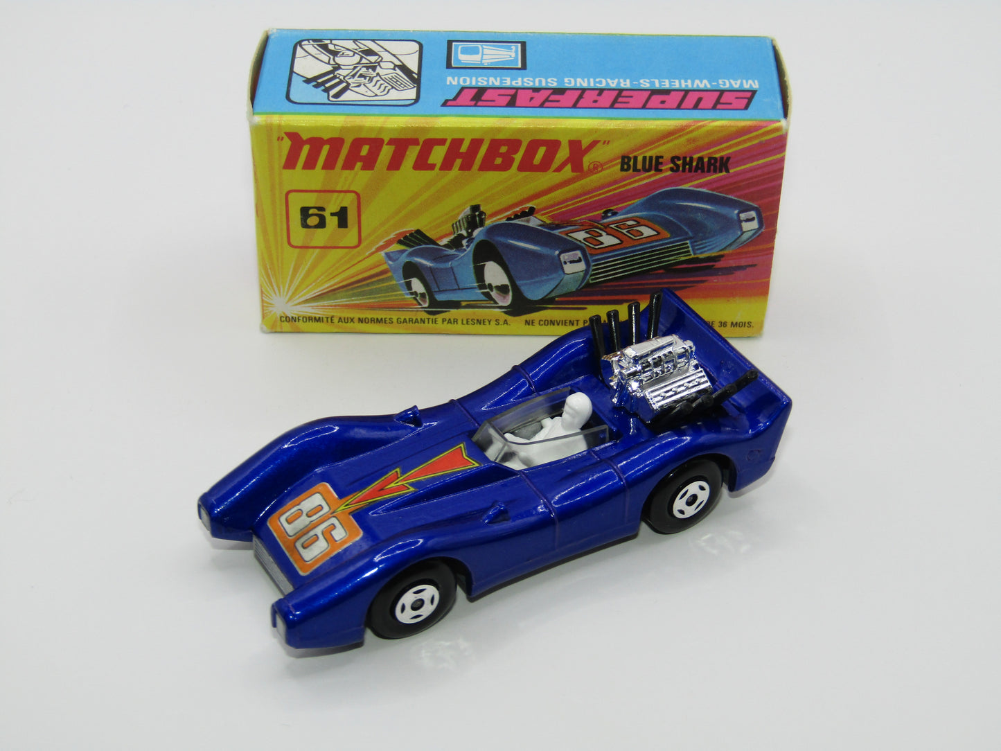 Matchbox Superfast 61B Blue Shark Metallic Blue SILVER Base