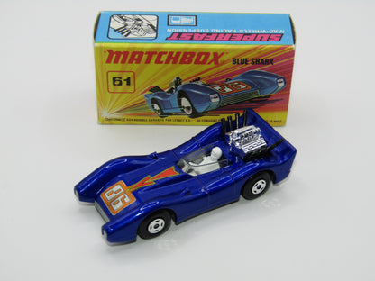 Matchbox Superfast 61B Blue Shark Metallic Blue SILVER Base