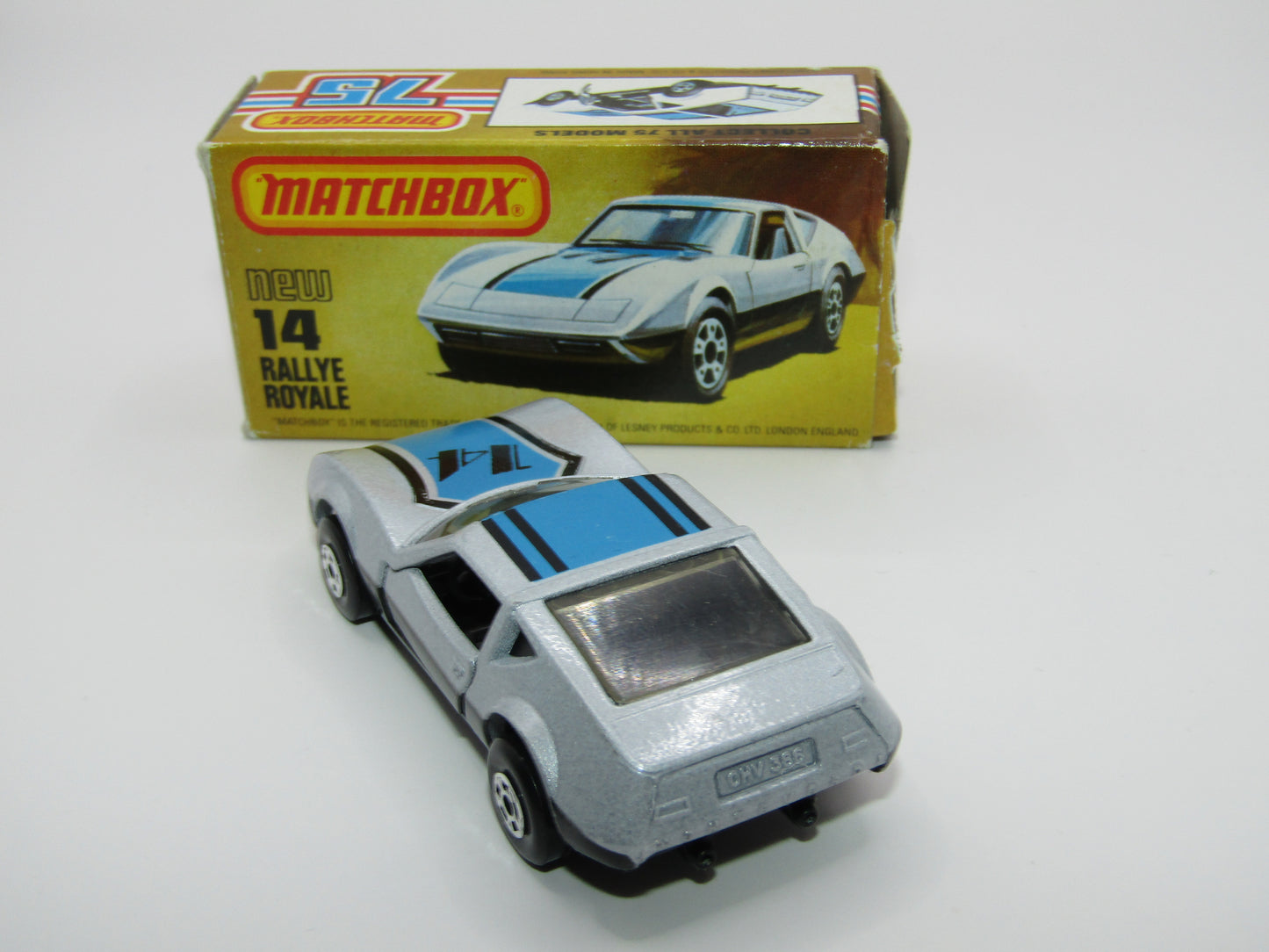 Matchbox Superfast No 14D Rallye Royale (Monteverdi Hai Cast) Clear Windows 5 Spoke Wheels, USA Picture Box