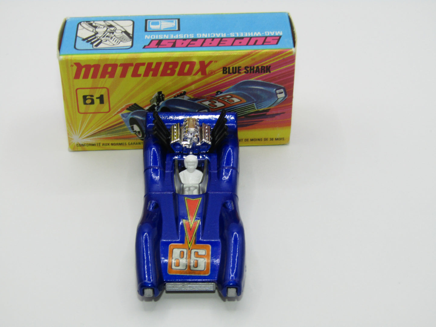 Matchbox Superfast 61B Blue Shark Metallic Blue SILVER Base