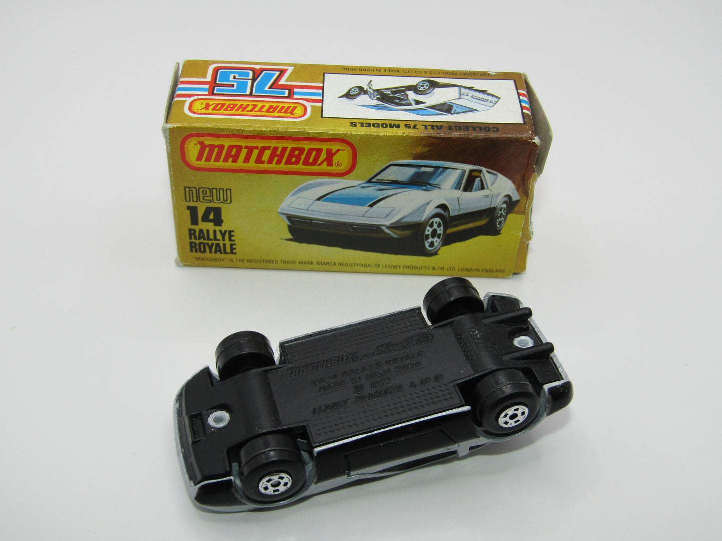 Matchbox Superfast No 14D Rallye Royale (Monteverdi Hai Cast) Clear Windows 5 Spoke Wheels, USA Picture Box