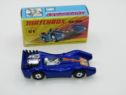 Matchbox Superfast 61B Blue Shark Metallic Blue SILVER Base
