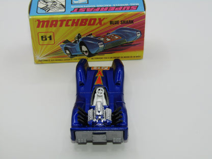Matchbox Superfast 61B Blue Shark Metallic Blue SILVER Base