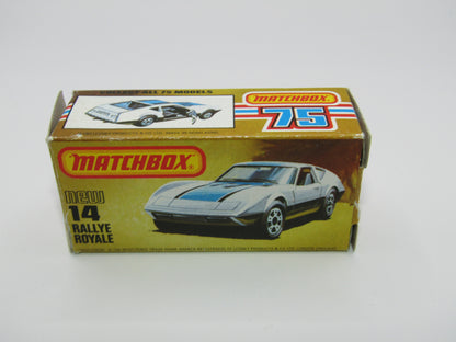 Matchbox Superfast No 14D Rallye Royale (Monteverdi Hai Cast) Clear Windows 5 Spoke Wheels, USA Picture Box