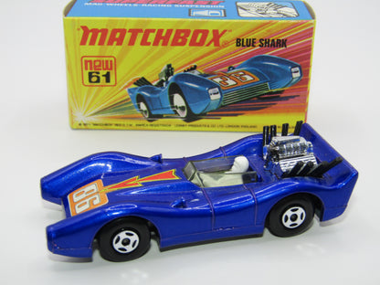 Matchbox Superfast 61B Blue Shark Light Amber Windows SILVER Base
