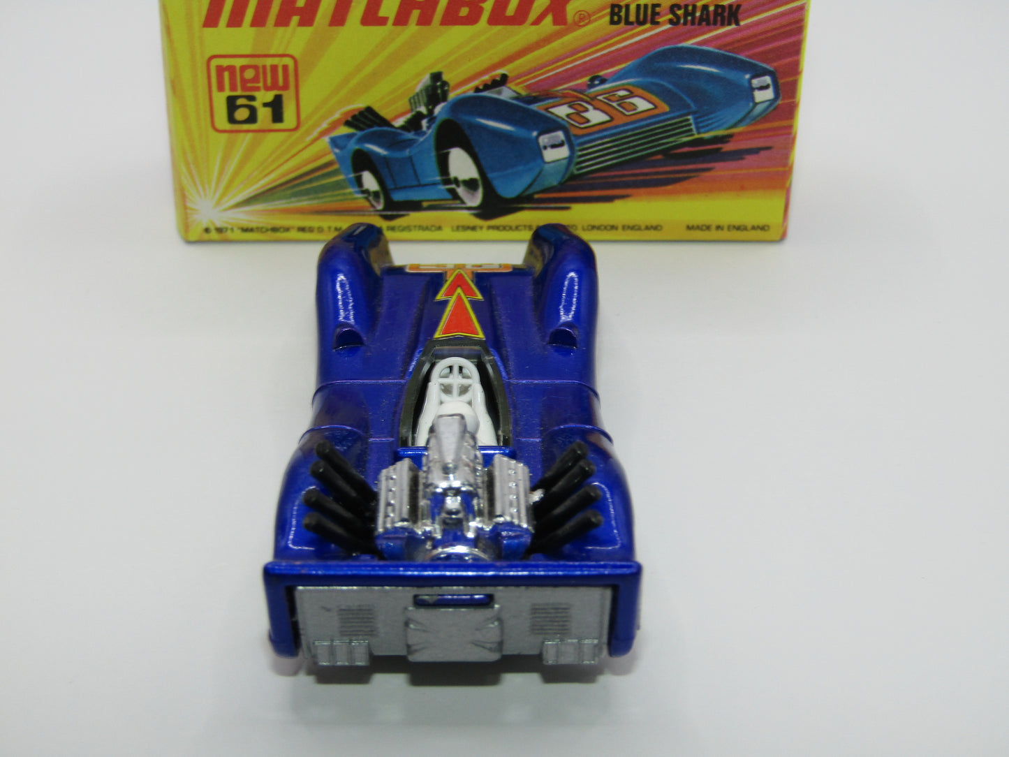 Matchbox Superfast 61B Blue Shark Light Amber Windows SILVER Base