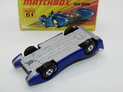Matchbox Superfast 61B Blue Shark Light Amber Windows SILVER Base