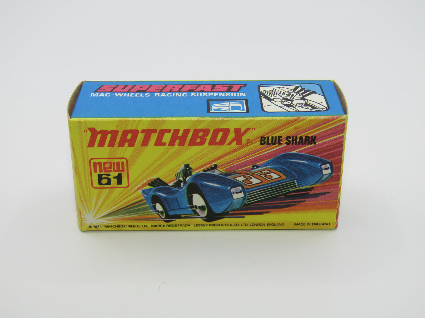 Matchbox Superfast 61B Blue Shark Light Amber Windows SILVER Base