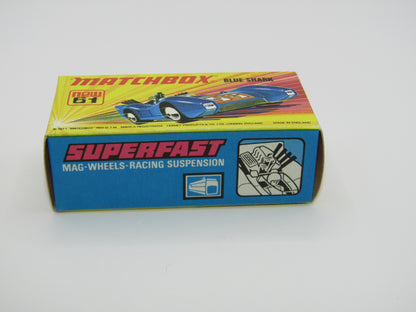 Matchbox Superfast 61B Blue Shark Light Amber Windows SILVER Base