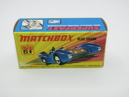 Matchbox Superfast 61B Blue Shark DARK AMBER Yellow Windows SILVER Base