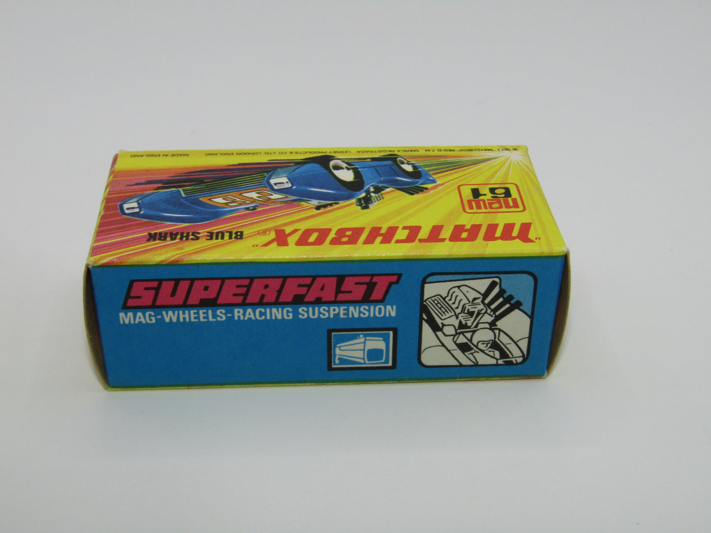 Matchbox Superfast 61B Blue Shark DARK AMBER Yellow Windows SILVER Base