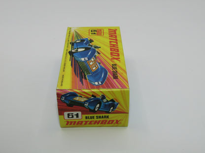 Matchbox Superfast 61B Blue Shark DARK AMBER Yellow Windows SILVER Base