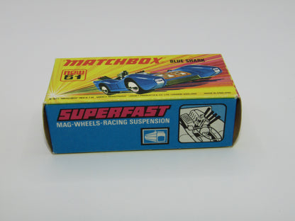 Matchbox Superfast 61B Blue Shark DARK AMBER Yellow Windows SILVER Base