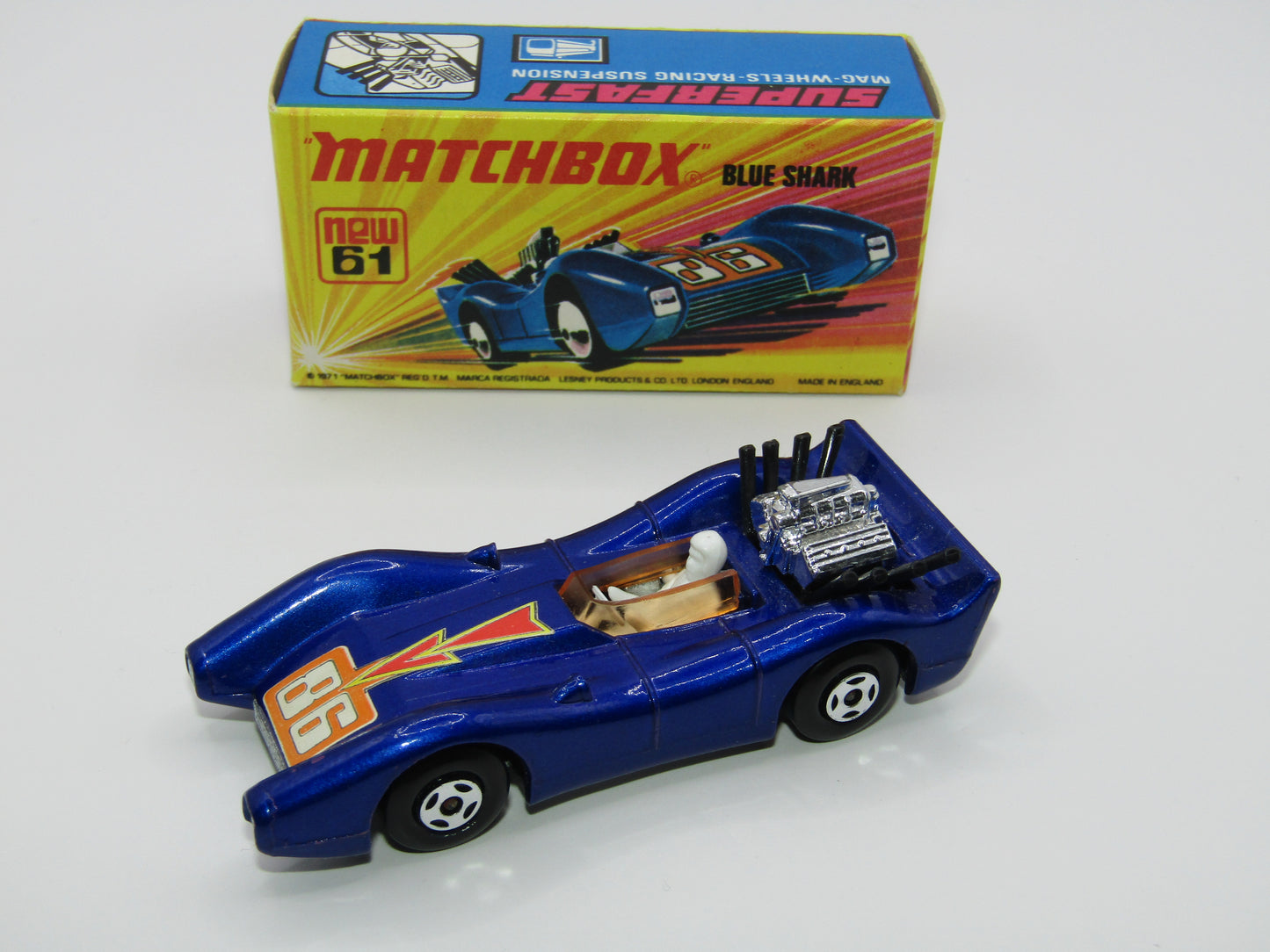 Matchbox Superfast 61B Blue Shark ORANGE Windows Unpainted Base