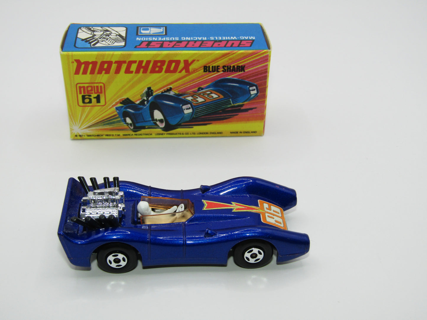 Matchbox Superfast 61B Blue Shark ORANGE Windows Unpainted Base