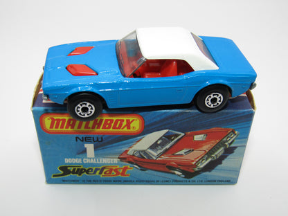 Matchbox Superfast 1C Dodge Challenger Light Blue SMOKE Windows