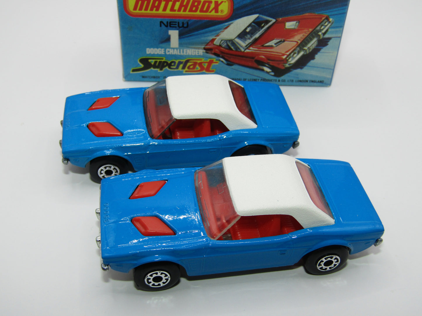 Matchbox Superfast 1C Dodge Challenger Light Blue SMOKE Windows