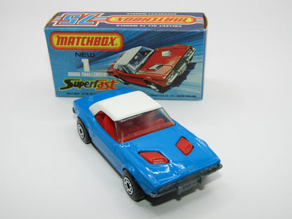 Matchbox Superfast 1C Dodge Challenger Light Blue SMOKE Windows