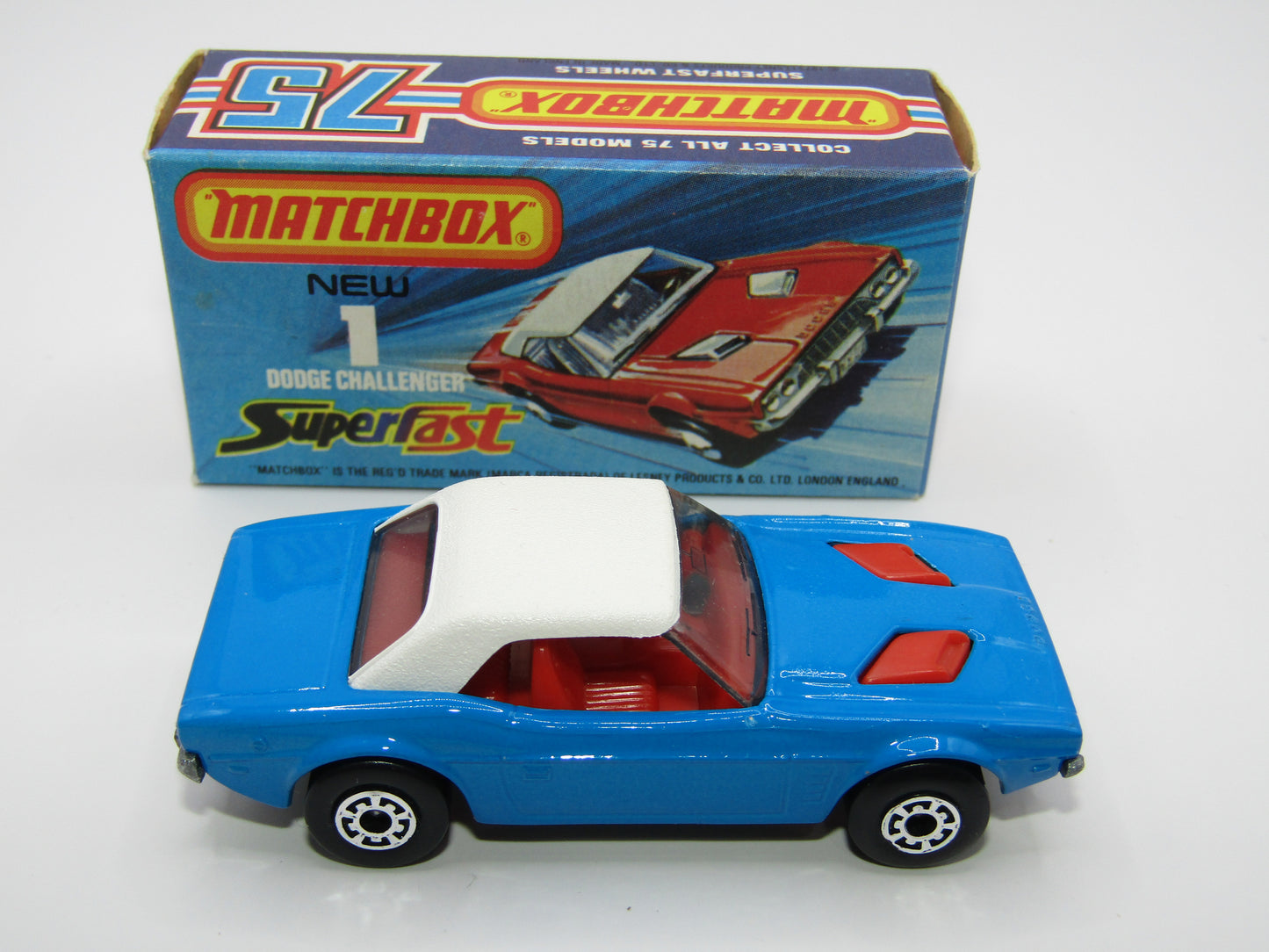 Matchbox Superfast 1C Dodge Challenger Light Blue SMOKE Windows