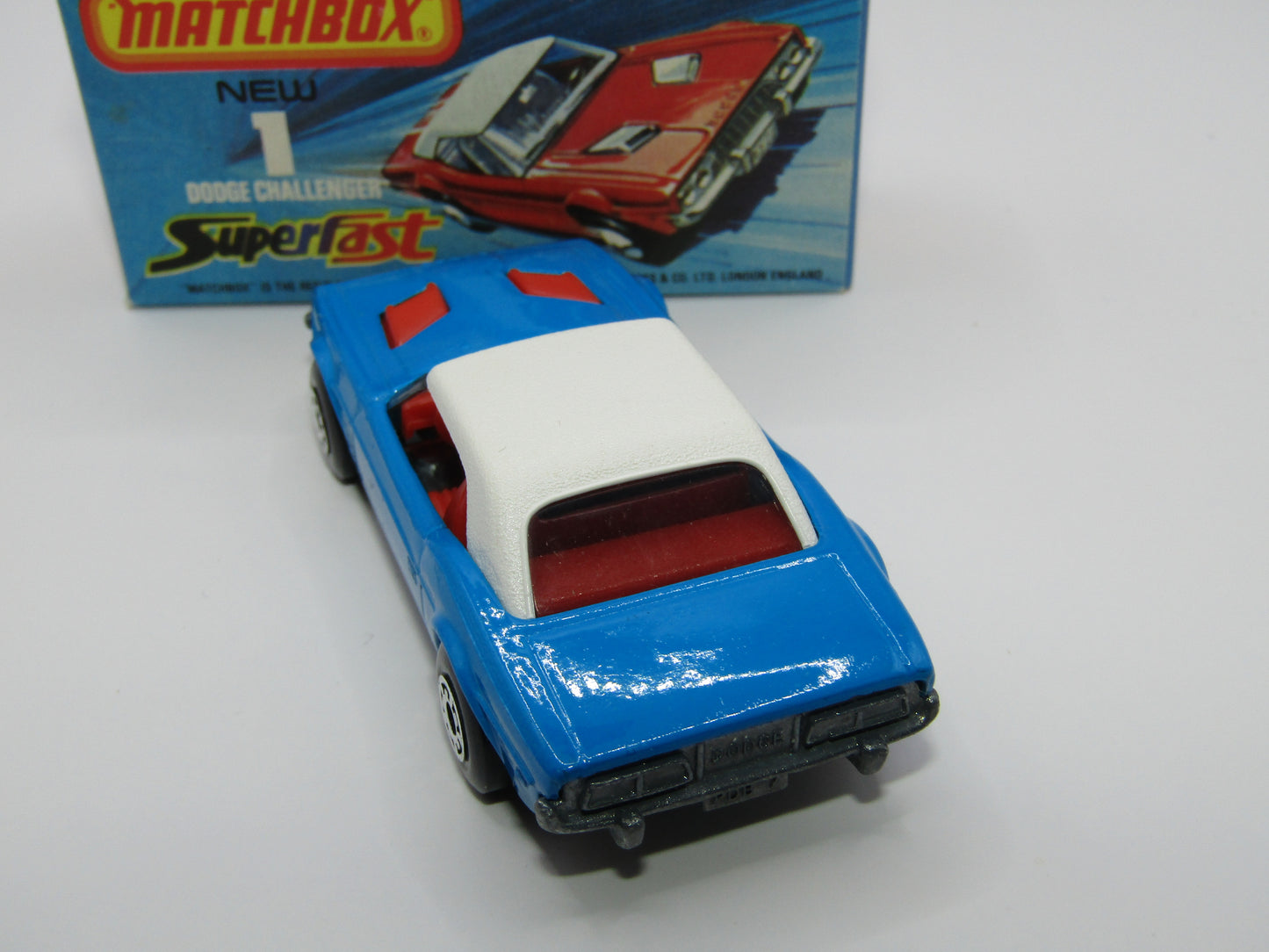 Matchbox Superfast 1C Dodge Challenger Light Blue SMOKE Windows