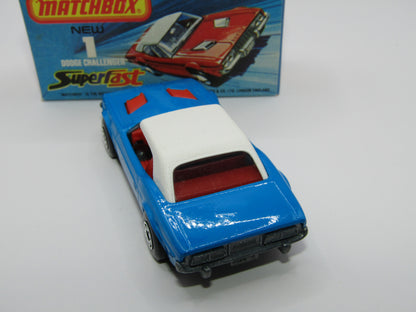 Matchbox Superfast 1C Dodge Challenger Light Blue SMOKE Windows