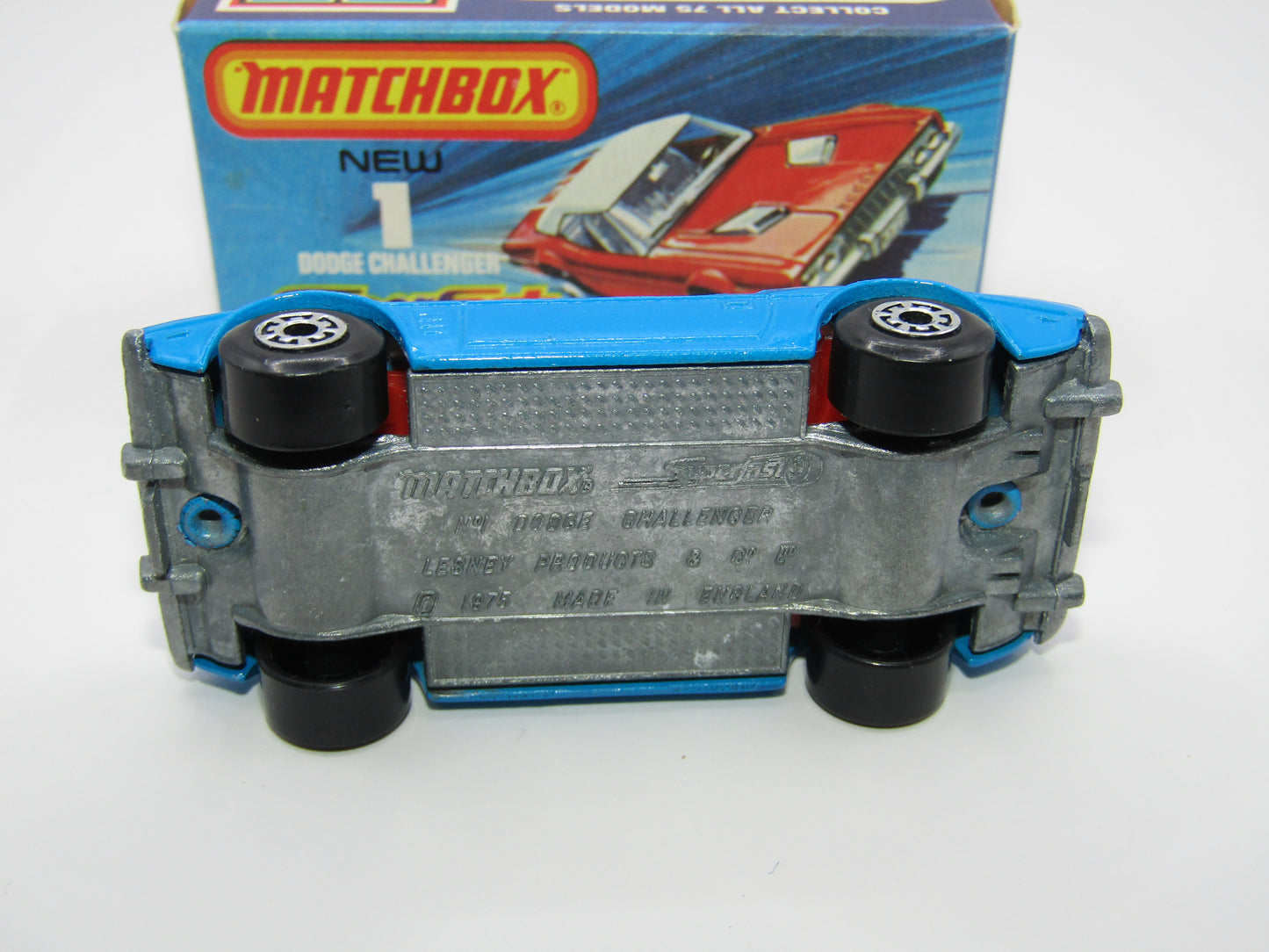 Matchbox Superfast 1C Dodge Challenger Light Blue SMOKE Windows