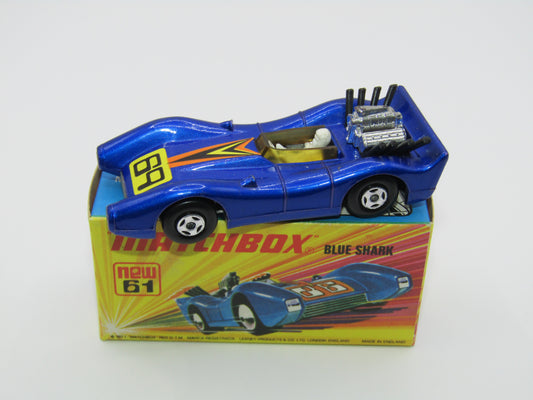 Matchbox Superfast 61B Blue Shark 69 Label (Turbo Fury) Amber Windows