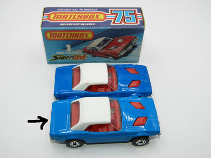 Matchbox Superfast 1C Dodge Challenger Light Blue Clear Windows