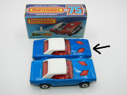 Matchbox Superfast 1C Dodge Challenger DARK BLUE Clear Windows