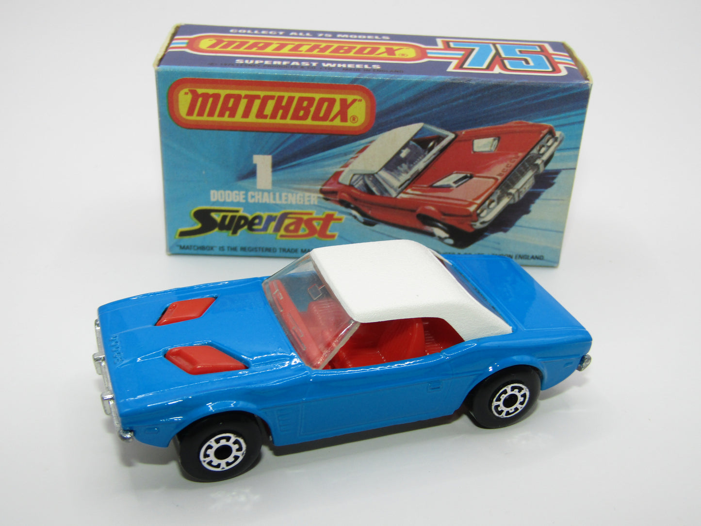 Matchbox Superfast 1C Dodge Challenger Light Blue Clear Windows