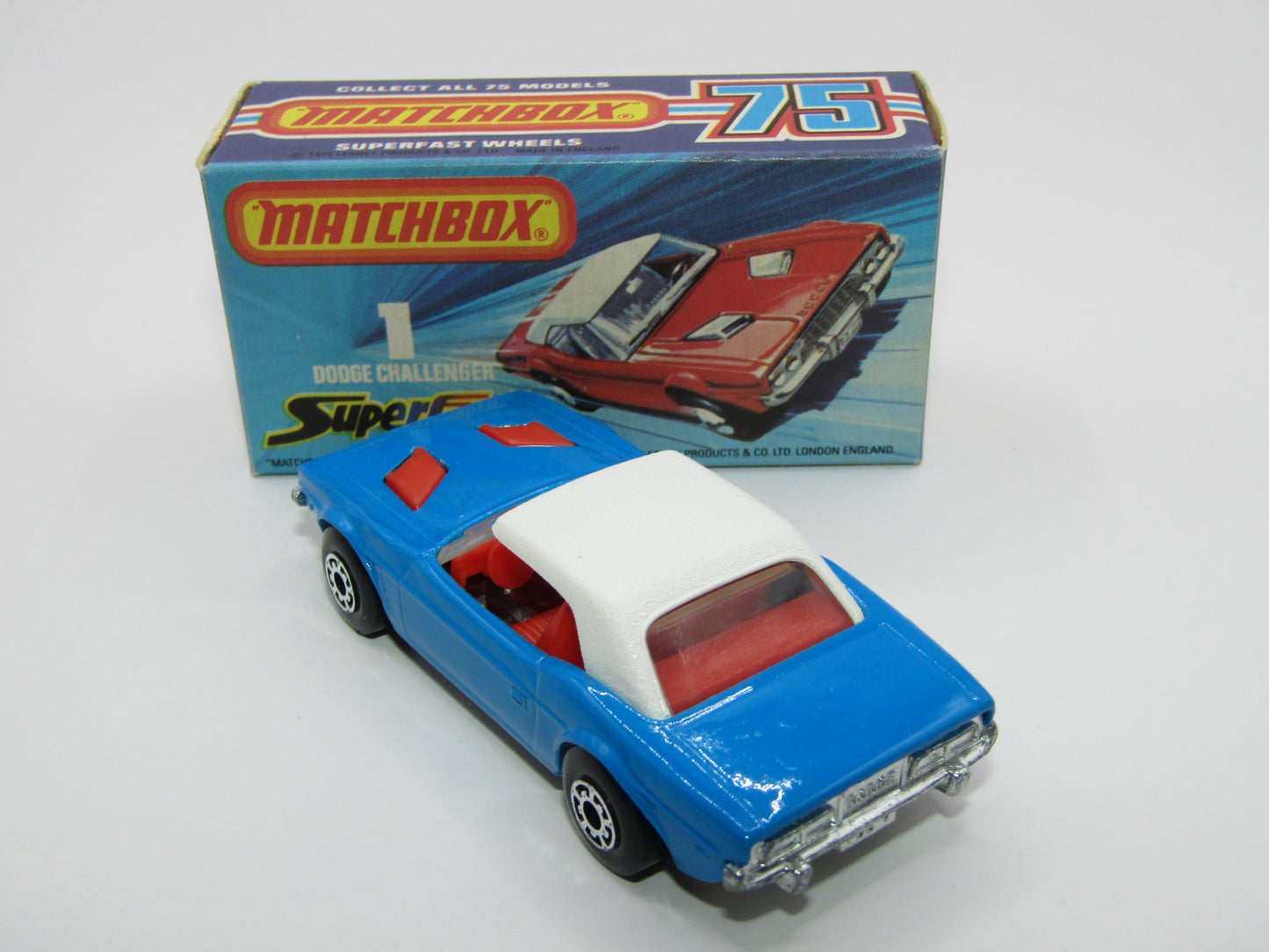 Matchbox Superfast 1C Dodge Challenger Light Blue Clear Windows